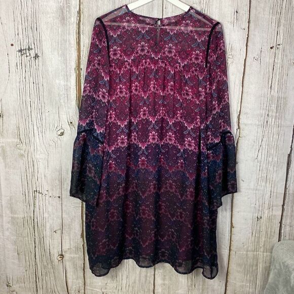 Nanette Lepore Moody Romance Dress Fuschia Kiss Multi Color Women Size 14   B - Picture 2 of 8